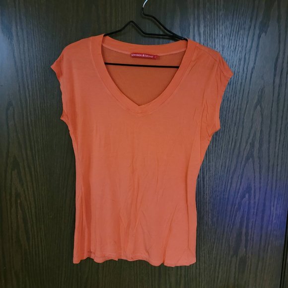 Tangerine Orange Krimson Klover  V Neck Tee Size Small - Picture 1 of 12